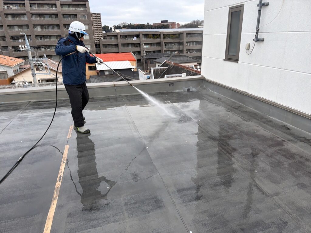 屋上防水工事 高圧洗浄